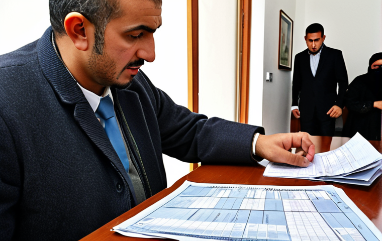 **

A traveler applying for a visa at an Algerian embassy, highlighting the necessary documents and itinerary details. The scene should depict the bureaucratic process and the potential for delays due to the region's political instability.

**
